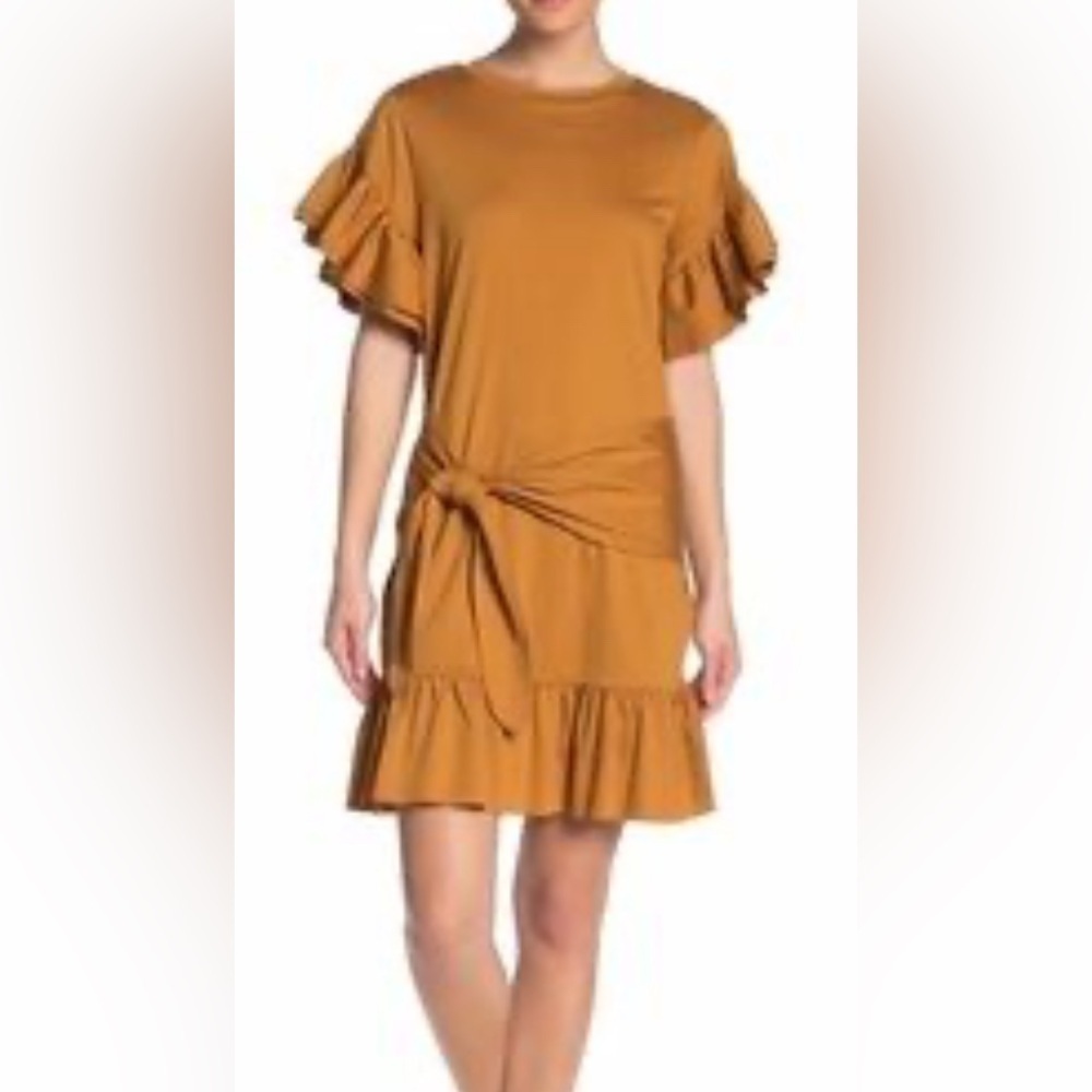 Scotch & Soda Rust Ruffle Jersey Dress